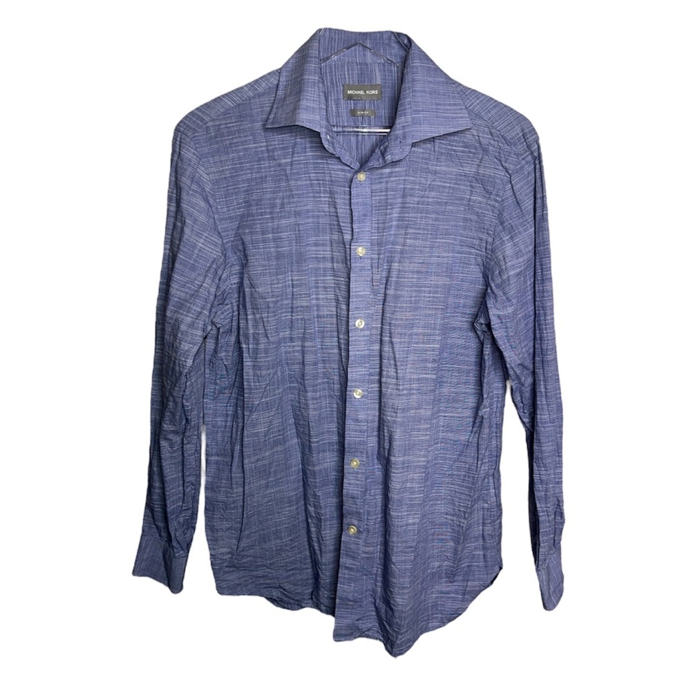 Michael Kors Men’s Button Down Polo Slim Fit Long Sleeve Top